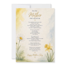 Tarjeta de poema conmemorativo del Día de la Madre