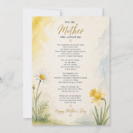 Tarjeta de poema conmemorativo del Día de la Madre