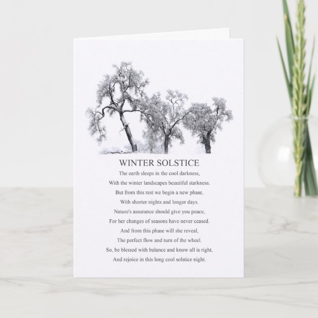Tarjeta de poema de bendiciones de nieve y árboles (Anverso)