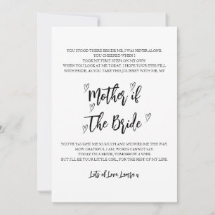Tarjeta de poema de boda para la madre de la novia