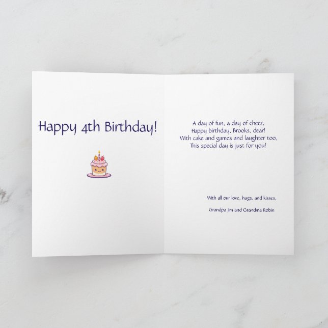 Tarjeta de poema de cumpleaños "3D" personalizada  (Interior)