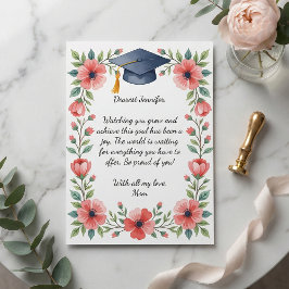 Tarjeta de Poema de Graduación de Hija con Acuarel