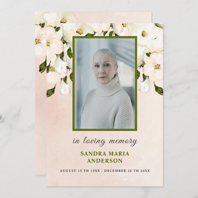 Tarjeta de Poema de Memorial Funerario con Foto de (Anverso / Reverso)