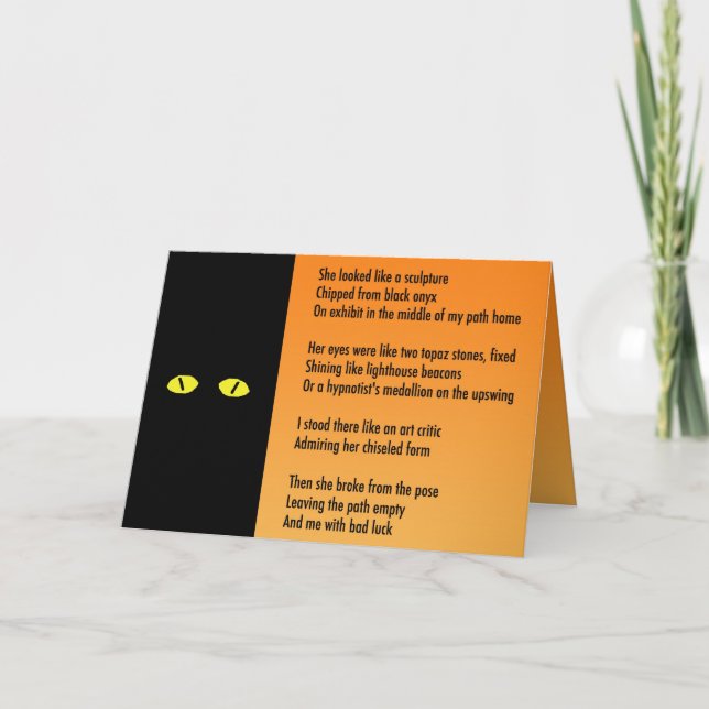 Tarjeta de poema de metáfora de Halloween - Gato n (Anverso)