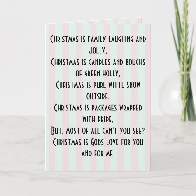 Tarjeta de poema de navidad de Feliz (Anverso)