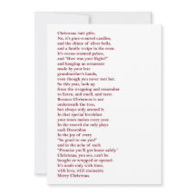 Tarjeta de poema de vacaciones sin foto de Navidad