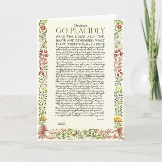 Tarjeta de poema DESIDERATA Max Ehrmann-Flores sil