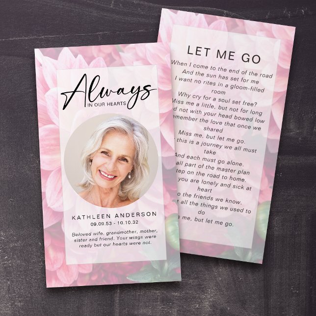 Tarjeta de poema funeraria | Floral Dahlias (Subido por el creador)