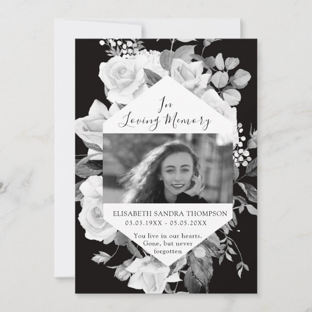 Tarjeta de poema funeraria floral en memoria de la (Anverso)