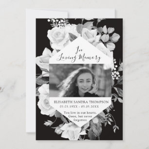 Tarjeta de poema funeraria floral en memoria de la