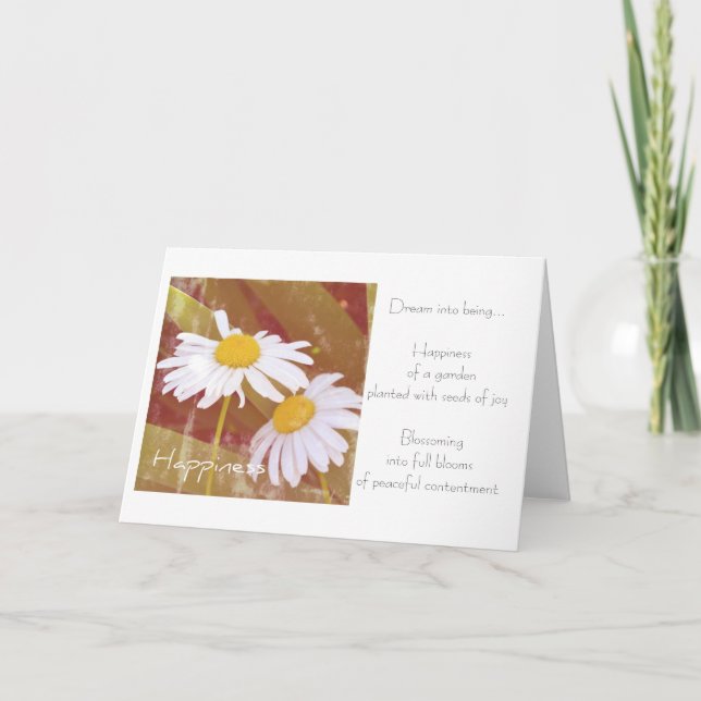 Tarjeta de poema Happiness Daisies (Anverso)
