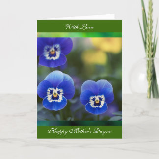 Tarjeta de poema Happy Mother's Day, Blue Pansies,