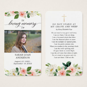 Tarjeta de Poema Memorial Amoroso Funeral Floral
