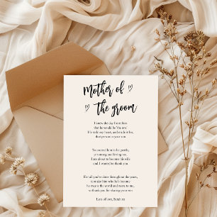 Tarjeta de poema para la madre del novio corazones
