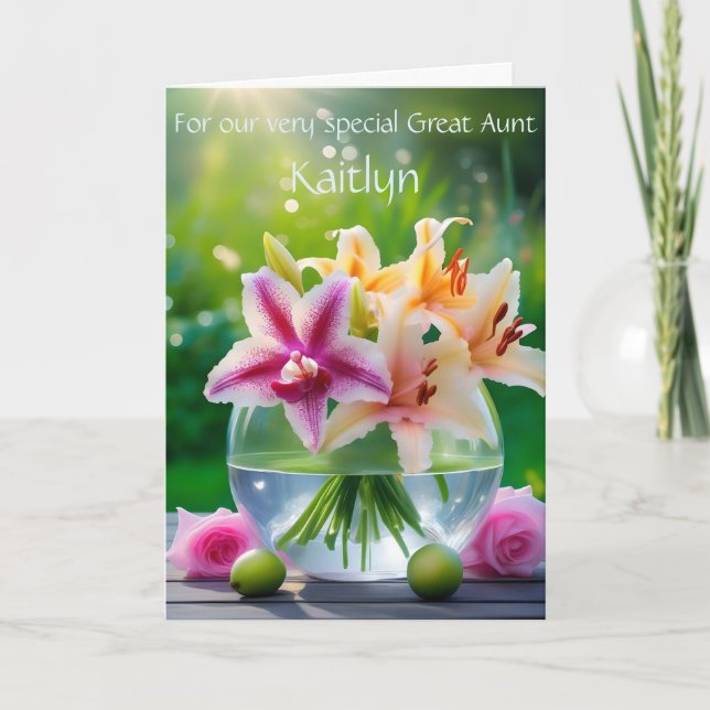 Tarjeta de poema personalizada Great Aunt Bouquet  (Anverso)