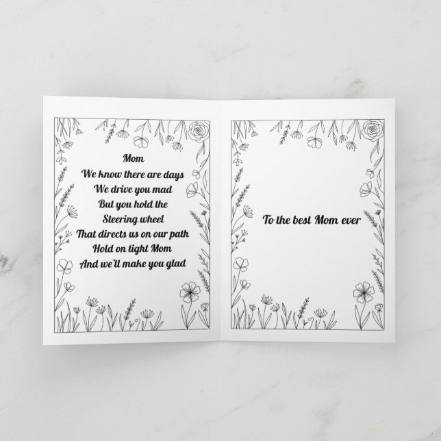 Tarjeta de poema personalizado para el Día de la M (Interior)