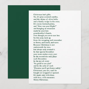 Tarjeta de poema sin foto (verde) 'La Navidad no s