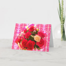 Tarjeta de poema y rosas