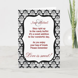 Tarjeta de poesía de caramelo blanco y negro