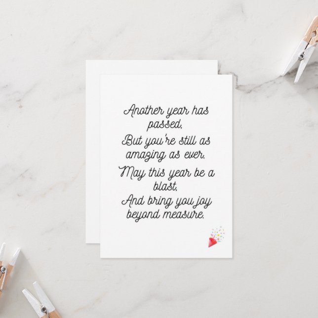 Tarjeta de poesía de cumpleaños feliz (Anverso/Reverso In Situ)