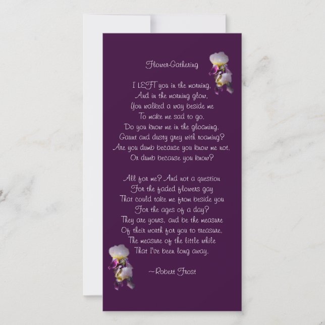 Tarjeta de poesía de recolección de flores Iris (Anverso)