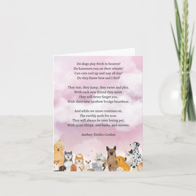 Tarjeta de poesía de simpatía mascota (Anverso)