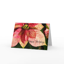 Tarjeta de poinsettia roja y dorada - Felices vaca