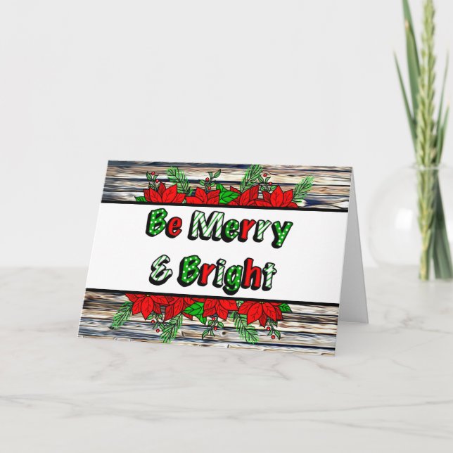Tarjeta de Poinsettias dibujada a mano mora y bril (Anverso)