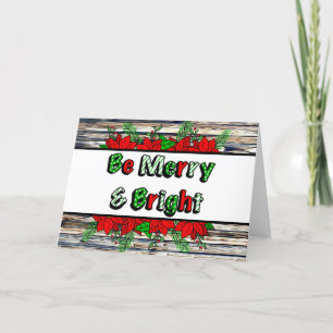 Tarjeta de poinsettias dibujadas a mano alegres y