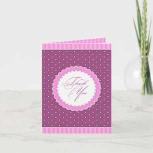 Tarjeta de Polca Rosa Púrpura de Agradecimiento