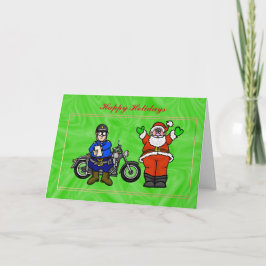 Tarjeta de policía de motocicleta y Navidades Sant