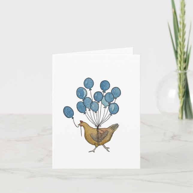 tarjeta de pollo y globos de cumpleaños (Anverso)