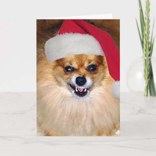 Tarjeta de Pomeranian Santa de los "Felices (Anverso)