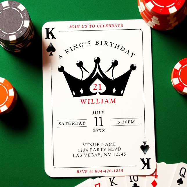 Tarjeta de póquer del Casino del Rey de las Espada (21st Birthday King of Spades Casino Poker Card
)