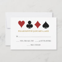 Tarjeta de póquer Gold Las Vegas para Bodas RSVP