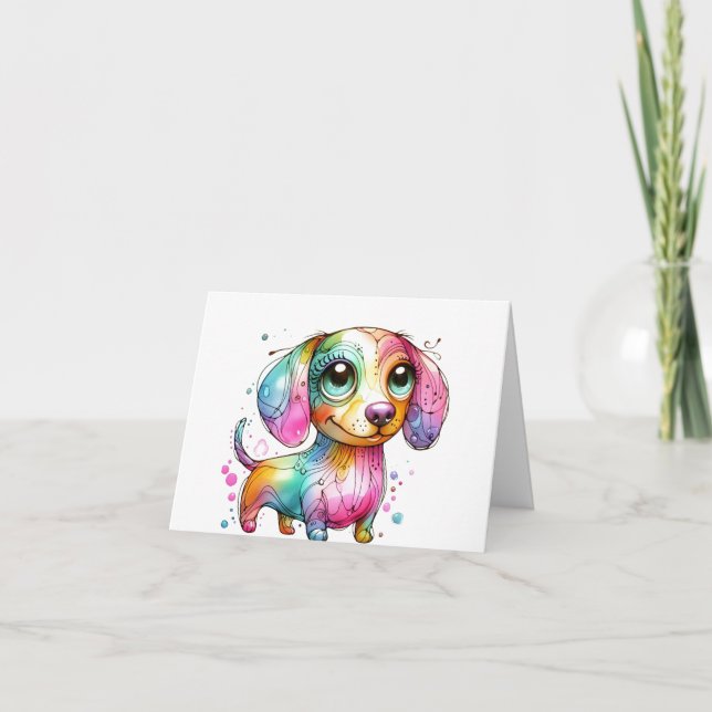 Tarjeta de porcino Dachshund para los niños (Anverso)