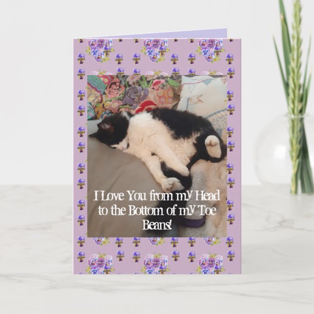 Tarjeta de porra de gato de Tuxedo te amo (Anverso)