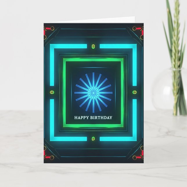 Tarjeta de Portal de Cumpleaños Radiante (Anverso)
