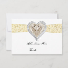 Tarjeta de posición de mesa de encaje amarilla de 
