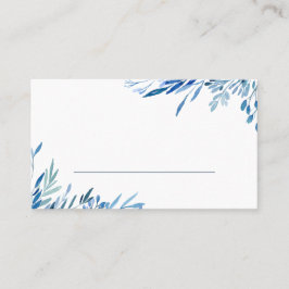 Tarjeta de posición en blanco de hojas azules