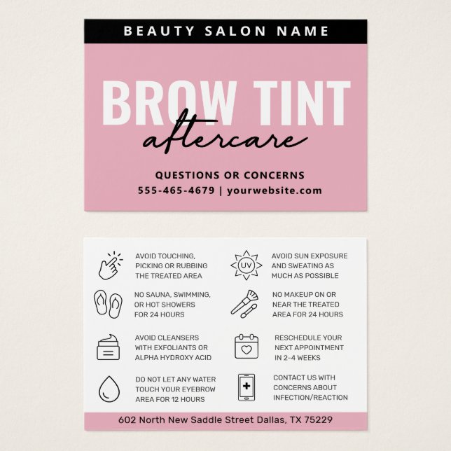 Tarjeta de posología moderna de guijarros rosados (Anverso y reverso)