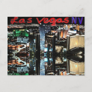 Tarjeta de Post de Reflexión Nocturna de Las Vegas