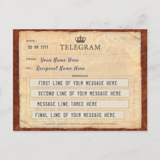 TARJETA DE POST DE TELEGRAM CON SU MENSAJE