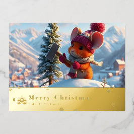 tarjeta de posta roja de montaña de nieve W