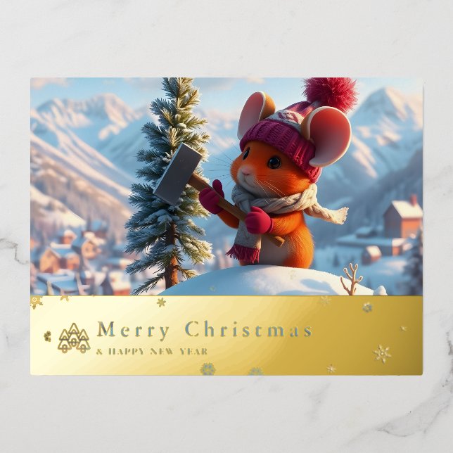tarjeta de posta roja de montaña de nieve W (Anverso)