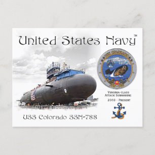 TARJETA DE POSTACIÓN SUBMARINA DE USS COLORADO SSN
