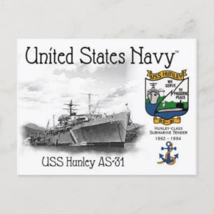 TARJETA DE POSTACIÓN SUBMARINA DE USS HUNLEY AS-31