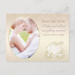 Tarjeta de postal de foto de fecha de boda en carr