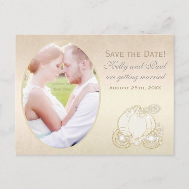 Tarjeta de postal de foto de fecha de boda en carr (Anverso)