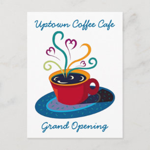 TARJETA DE POSTAL DE LA TIENDA DE CAFÉ DE INVITACI